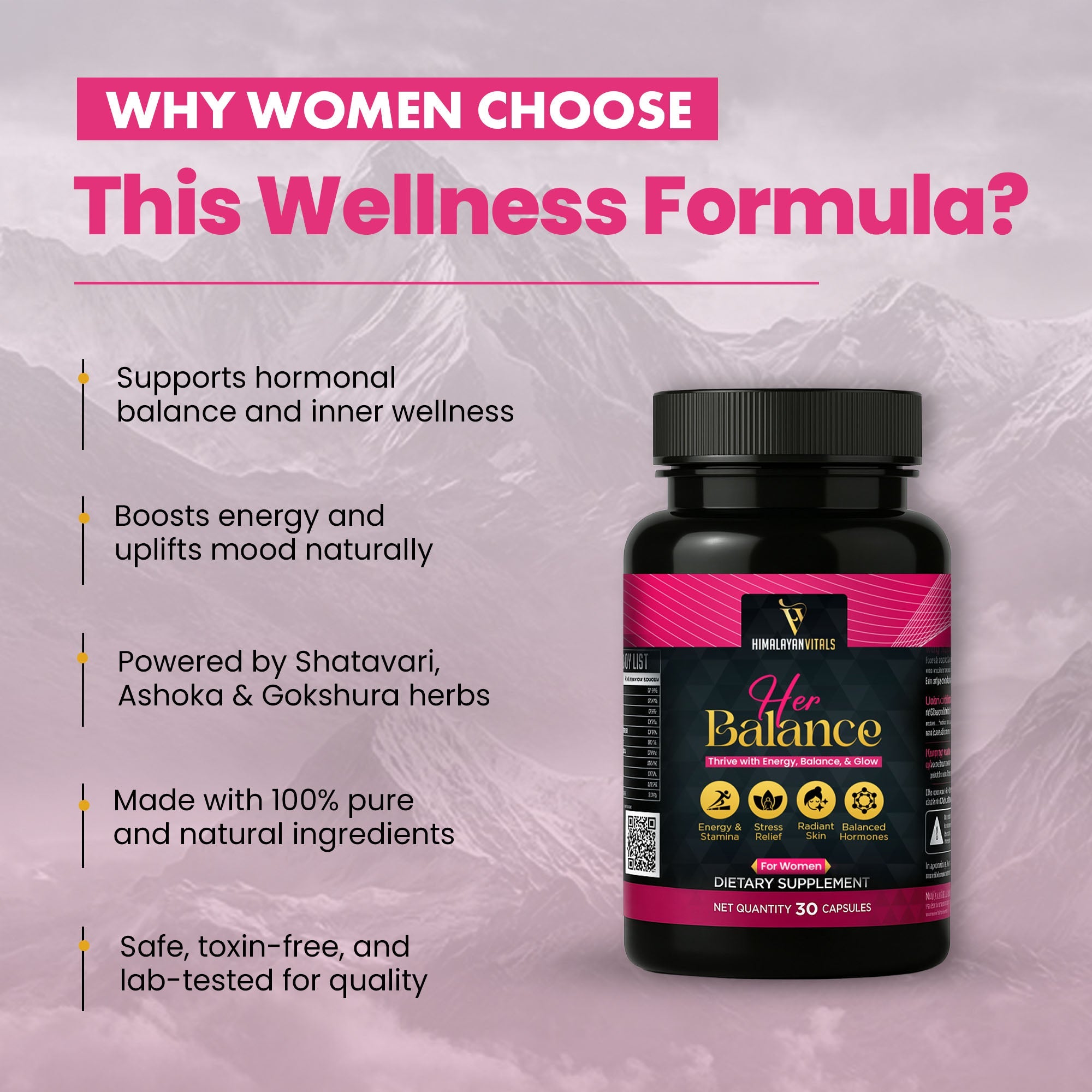 Herbalance, Shilajit with Ashwagandha Capsules for Women, 60 serving