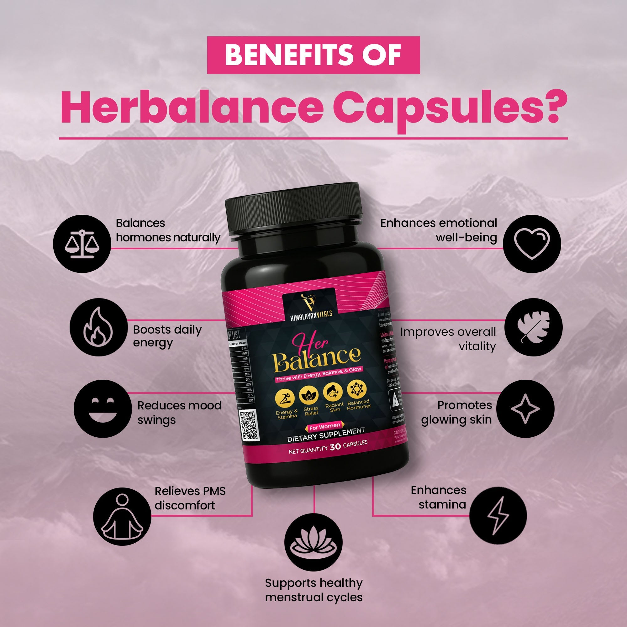 Herbalance, Shilajit with Ashwagandha Capsules for Women, 60 serving